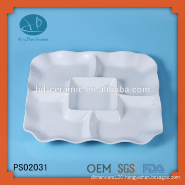 Ceramic Material and Porcelain Ceramic Type 5 compartment dinner plates,square dinner plate